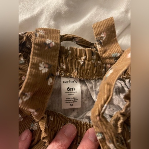 Carter’s | brown floral corduroy 3-piece dress outfit set | 6 mo - Picture 6 of 8